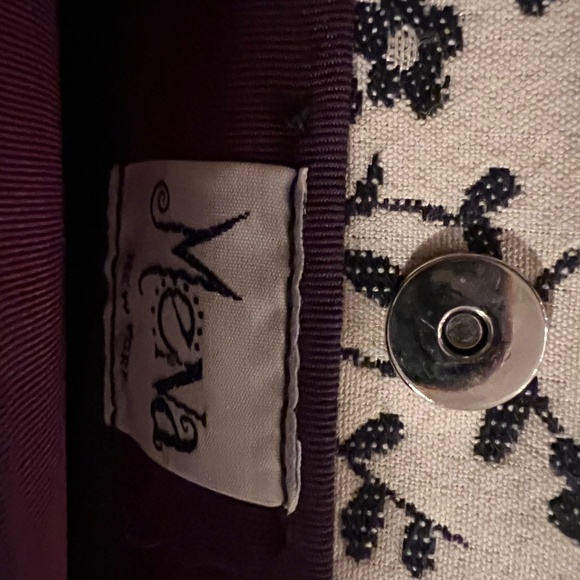 MENA New York Black & White Embroidered W/ Fringe and Beaded Handle Mini Purse - Picture 8 of 8